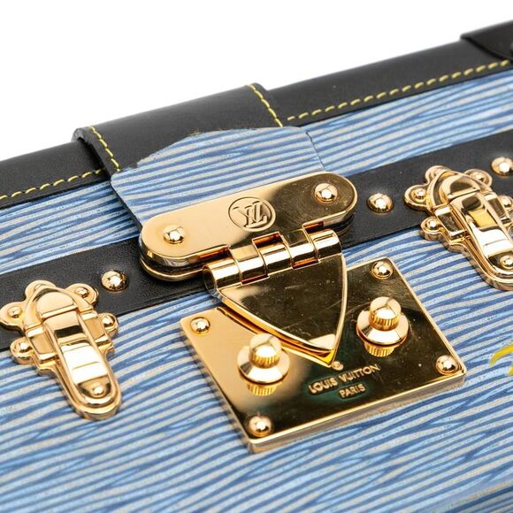 Pre Loved louis vuitton Trunk Clutch Epi Leather Bag Women Blue Crossbody Bags - Picture 7 of 8